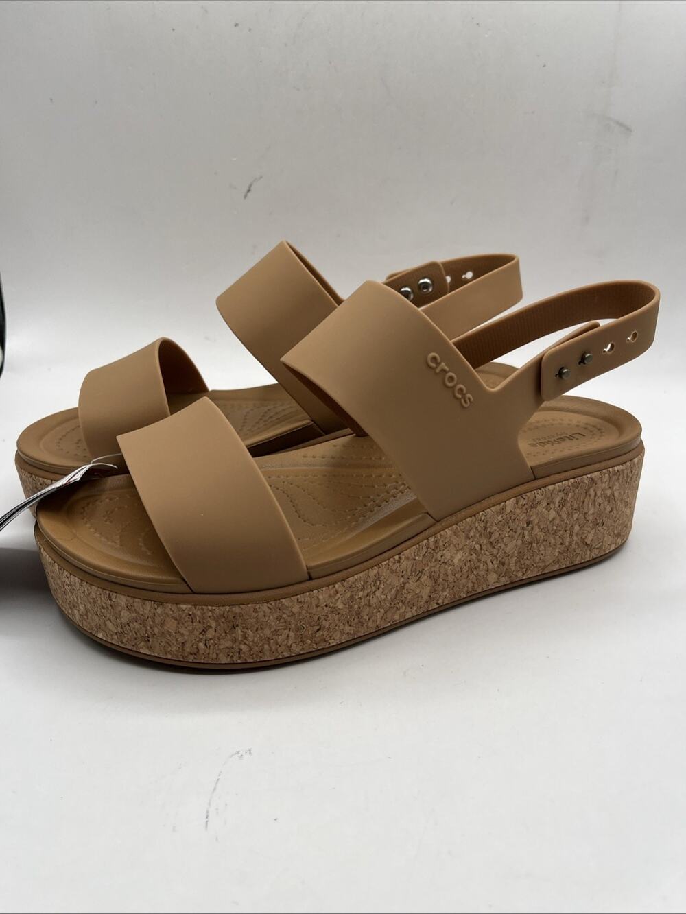 Crocs Brooklyn Cork Low Wedge Slingback Platform Sandals Women’s Sz US 8 Brown